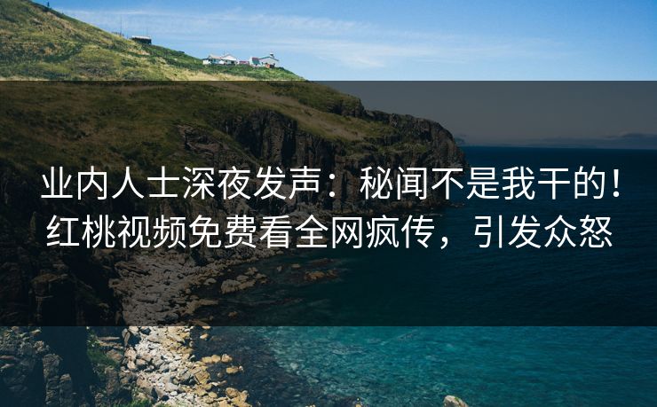 业内人士深夜发声：秘闻不是我干的！红桃视频免费看全网疯传，引发众怒