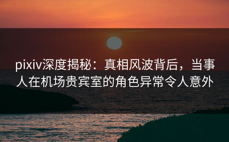 pixiv深度揭秘：真相风波背后，当事人在机场贵宾室的角色异常令人意外