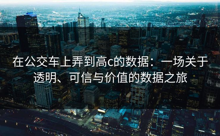 在公交车上弄到高c的数据：一场关于透明、可信与价值的数据之旅