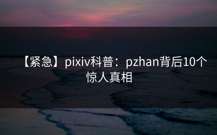 【紧急】pixiv科普：pzhan背后10个惊人真相
