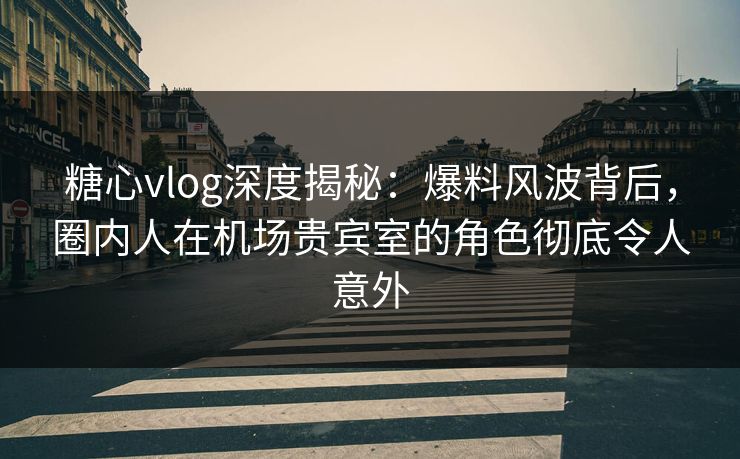 糖心vlog深度揭秘：爆料风波背后，圈内人在机场贵宾室的角色彻底令人意外