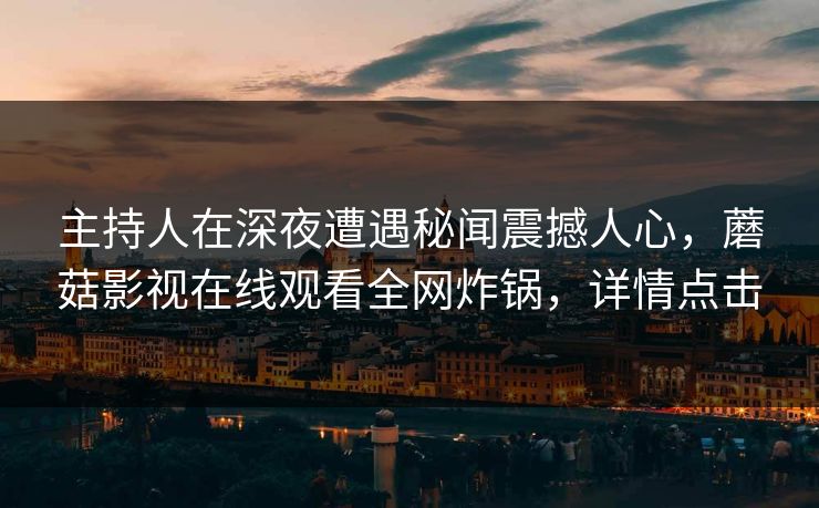主持人在深夜遭遇秘闻震撼人心，蘑菇影视在线观看全网炸锅，详情点击